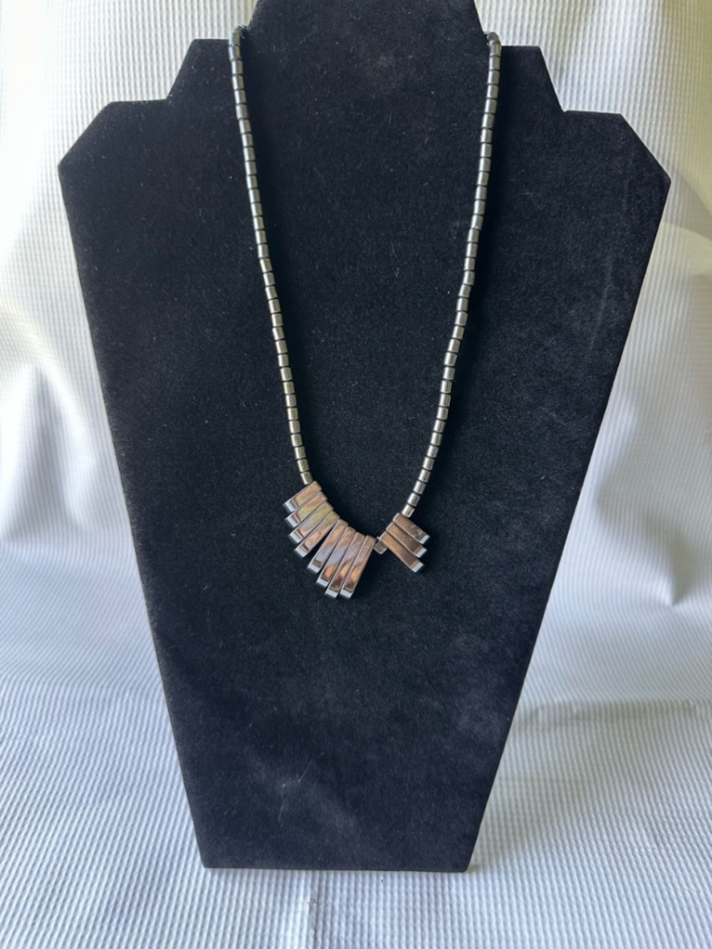 Silver-Tone Geometric Bead Necklace